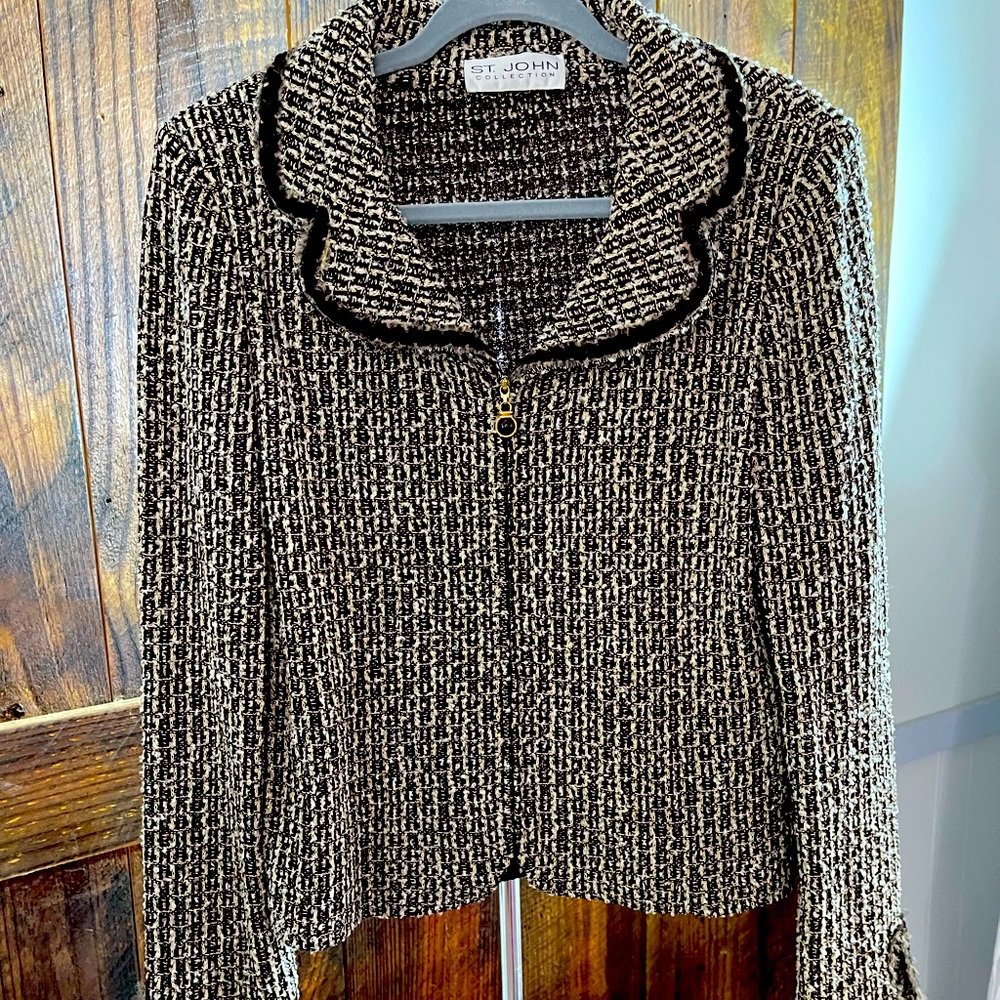 St Johns Collection Twill Amareta Multi colored fringed Jacket size 10 250